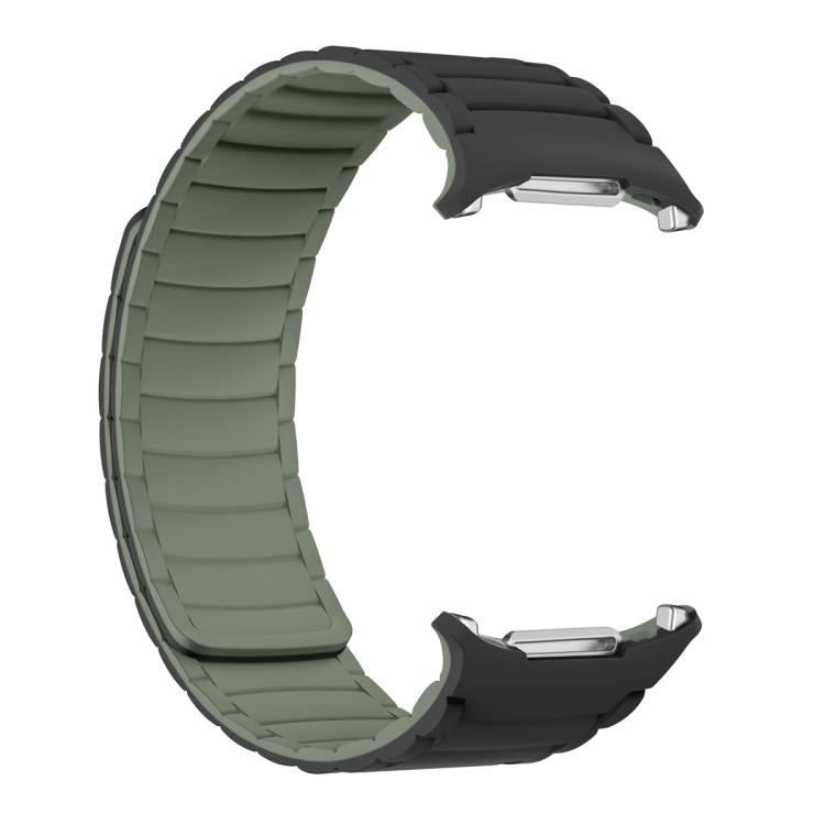 For Samsung Galaxy Watch Ultra 47mm Silicone Sport Magnetic Watch Band(Black+Light Green) - free shipping - PMc TechLife - Order now!