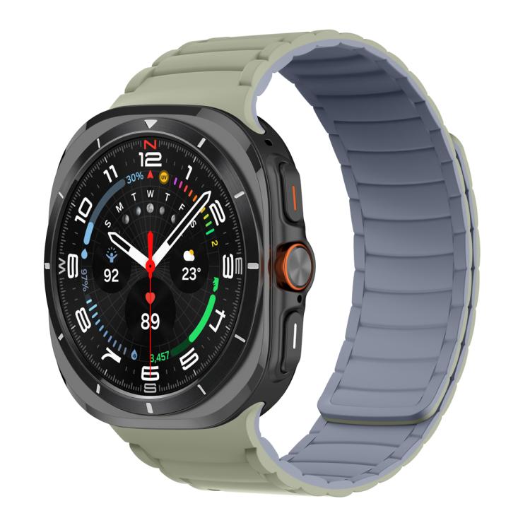 For Samsung Galaxy Watch Ultra 47mm Silicone Sport Magnetic Watch Band(Light Khaki+Light Blue Gray) - free shipping - PMc TechLife - Order now!