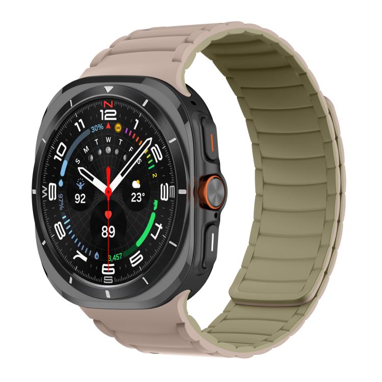 For Samsung Galaxy Watch Ultra 47mm / Ultra 2025 Silicone Sport Magnetic Watch Band(Camel+Bean Pink) - free shipping - PMc TechLife - Order now!