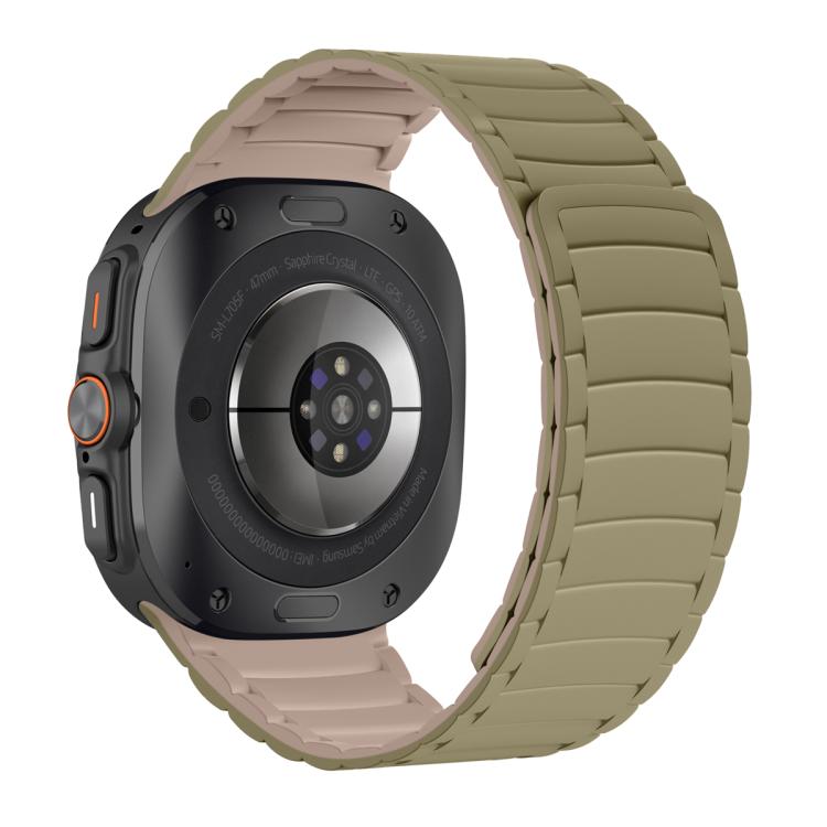 For Samsung Galaxy Watch Ultra 47mm / Ultra 2025 Silicone Sport Magnetic Watch Band(Camel+Bean Pink) - free shipping - PMc TechLife - Order now!