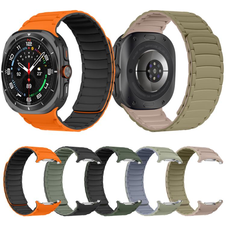 For Samsung Galaxy Watch Ultra 47mm Silicone Sport Magnetic Watch Band(Army Green+Black) - free shipping - PMc TechLife - Order now!