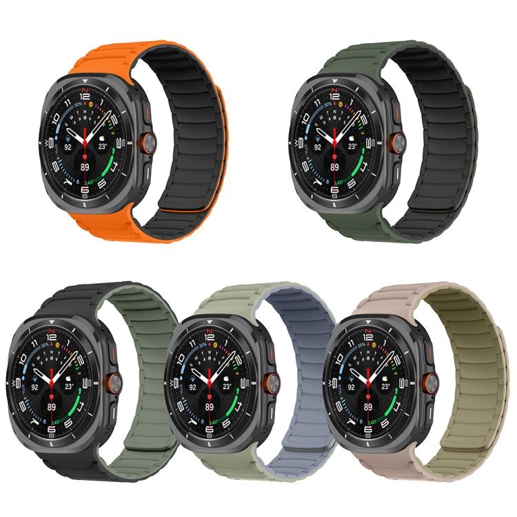 For Samsung Galaxy Watch Ultra 47mm Silicone Sport Magnetic Watch Band(Army Green+Black) - free shipping - PMc TechLife - Order now!