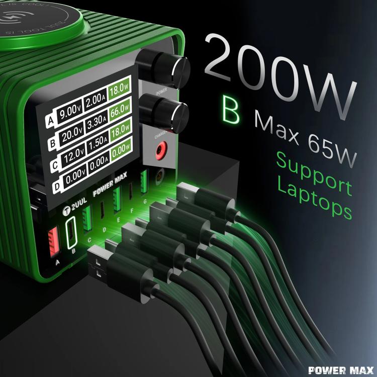 2UUL PC01 POWER MAX 200W Multi-Port Charger Adjustable Voltage Power Supply, Plug:US Plug - free shipping - PMC TechLife - Order now!