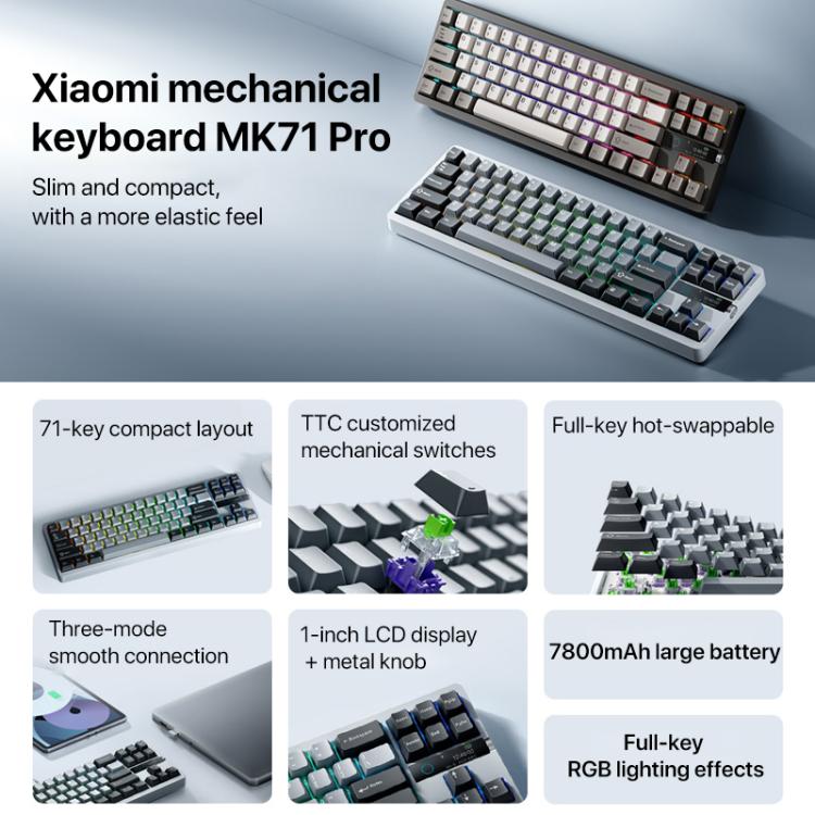 Xiaomi Mechanical Keyboard MK71 Pro Wired / 2.4G / Bluetooth Triple Mode Gaming Keyboard(Moon Rock) - free shipping - PMc TechLife - Order now!