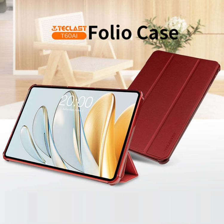 For Teclast T60AI 3-Fold Holder Folio Leather Tablet Smart Case(Red) - free shipping - PMc TechLife - Order now!