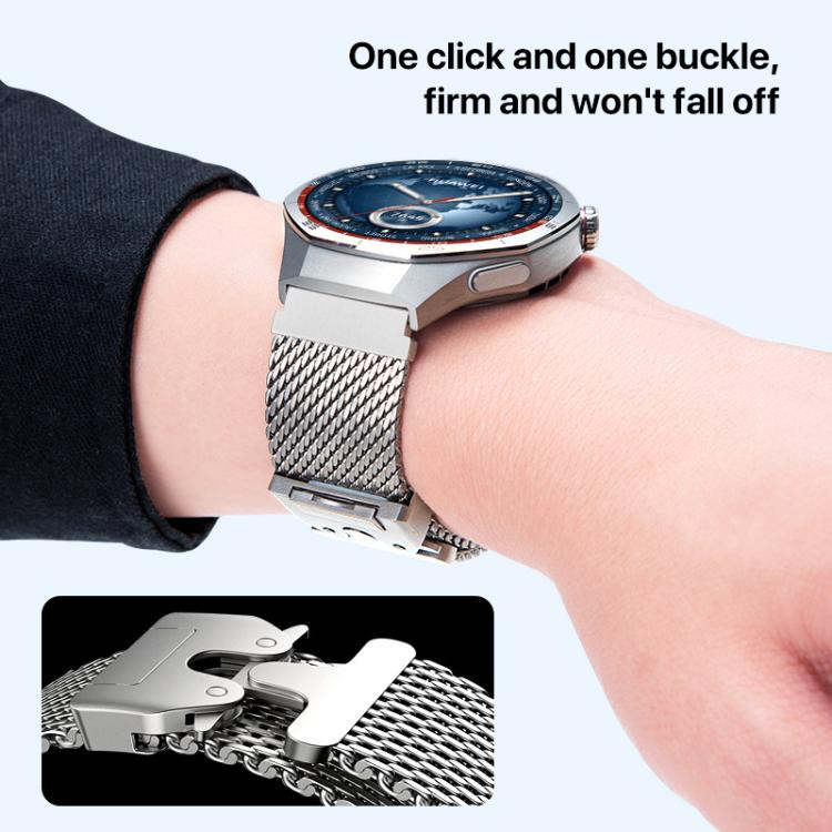 22mm Parachute Buckle Milanese Metal Steel Mesh Watch Band(Silver) - free shipping - PMC TechLife - Order now!