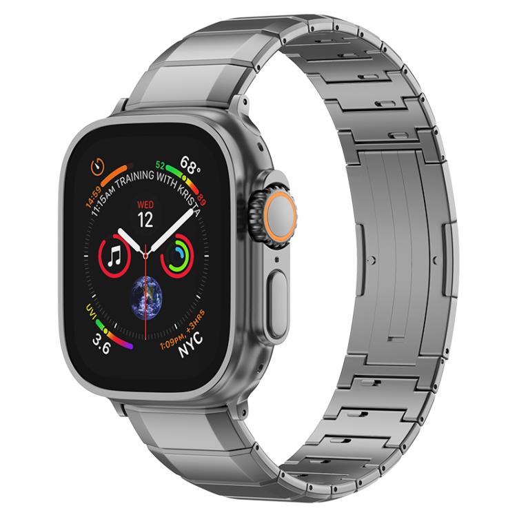 For Apple Watch 46mm / 49mm / 45mm / 44mm One-Bead Pure Titanium Buckle Watch Band(Grey) - free shipping - PMc TechLife - Order now!