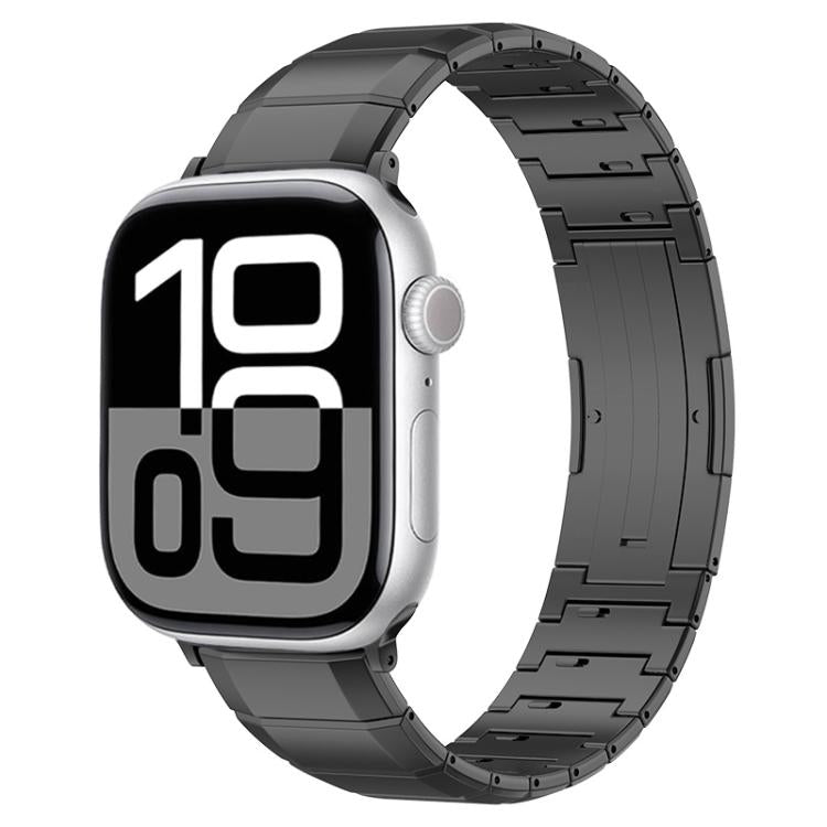 For Apple Watch 42mm / 41mm / 40mm / 38mm One-Bead Pure Titanium Buckle Watch Band(Black) - free shipping - PMc TechLife - Order now!