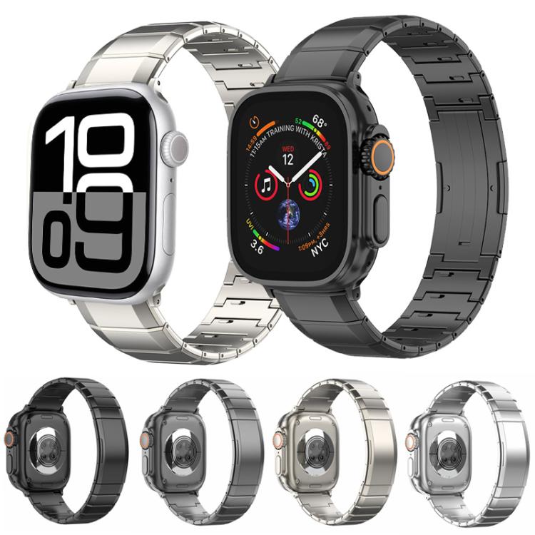 For Apple Watch 46mm / 49mm / 45mm / 44mm One-Bead Pure Titanium Buckle Watch Band(Grey) - free shipping - PMc TechLife - Order now!