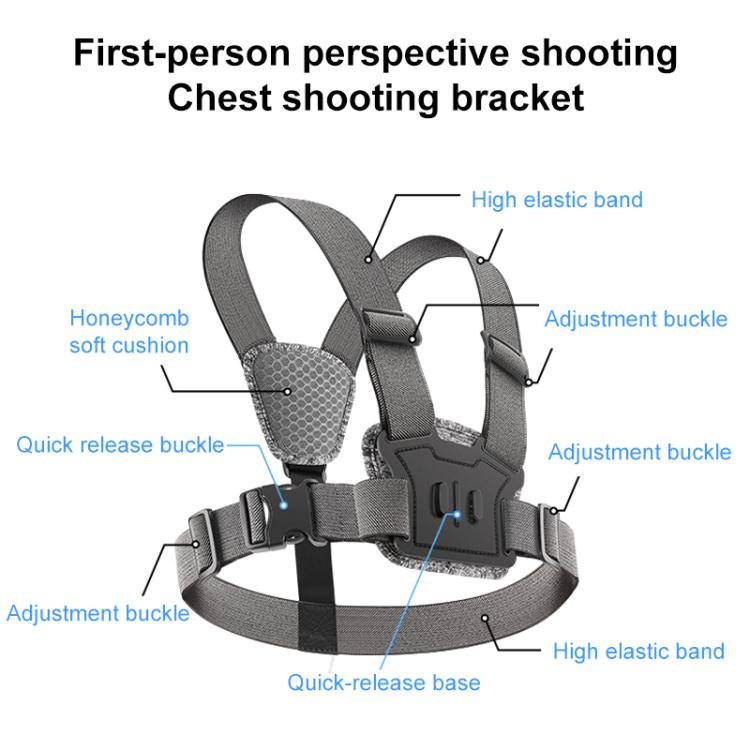 4 in 1 Quick Release Body Mount Belt Chest Strap with Mount & Screw(Grey) - free shipping - PMC TechLife - Order now!