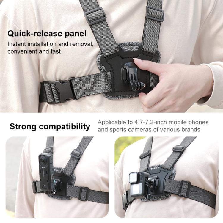 4 in 1 Quick Release Body Mount Belt Chest Strap with Mount & Screw(Grey) - free shipping - PMC TechLife - Order now!