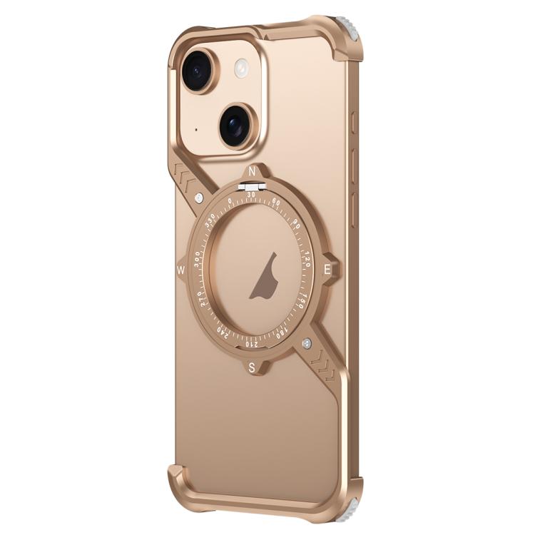 For iPhone 14 S Shaped 360 Holder Airbag Frameless MagSafe Metal Phone Case(Desert Gold) - free shipping - PMC TechLife - Order now!