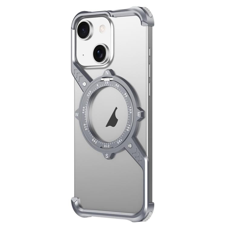 For iPhone 14 S Shaped 360 Holder Airbag Frameless MagSafe Metal Phone Case(Space Gray) - free shipping - PMC TechLife - Order now!