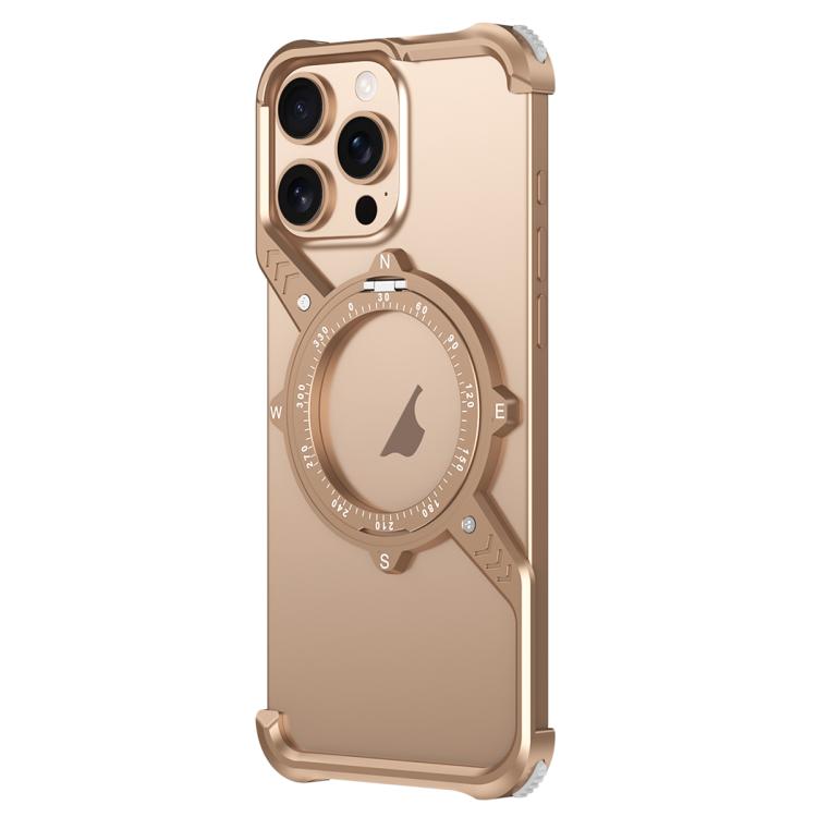 For iPhone 14 Pro S Shaped 360 Holder Airbag Frameless MagSafe Metal Phone Case(Desert Gold) - free shipping - PMC TechLife - Order now!