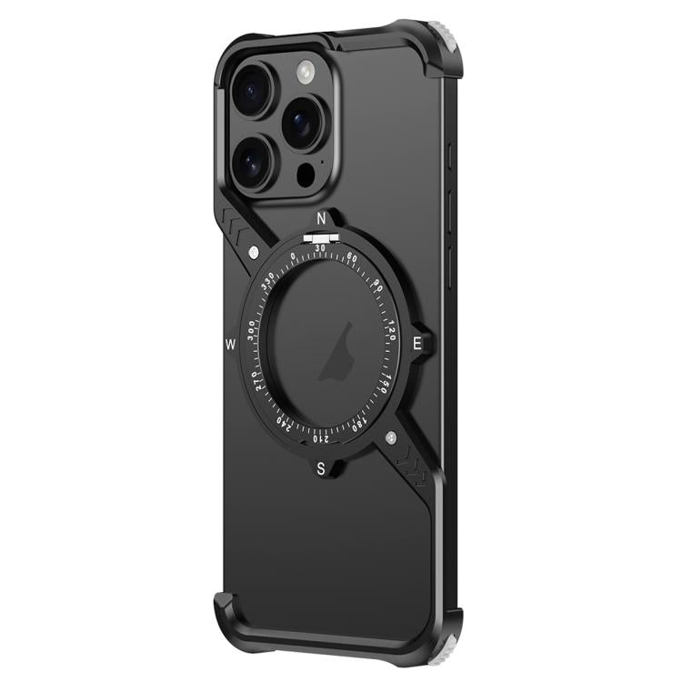 For iPhone 13 Pro Max S Shaped 360 Holder Airbag Frameless MagSafe Metal Phone Case(Black) - free shipping - PMC TechLife - Order now!