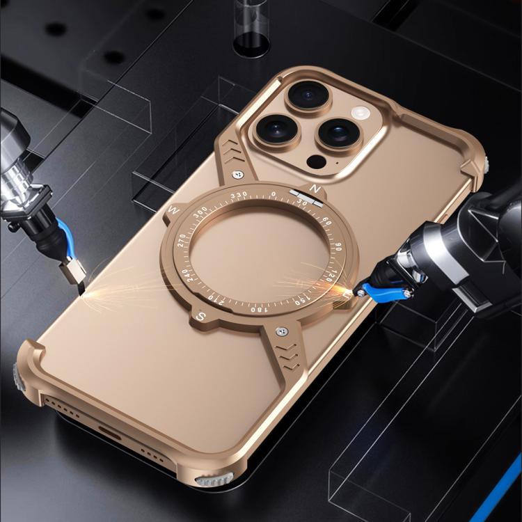 For iPhone 14 Pro Max S Shaped 360 Holder Airbag Frameless MagSafe Metal Phone Case(Black) - free shipping - PMC TechLife - Order now!
