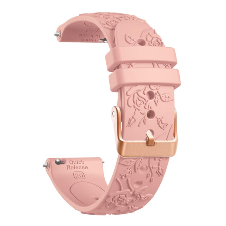 20mm Embossed Rose Gold Buckle Silicone Watch Band(Pink) - free shipping - PMc TechLife - Order now!
