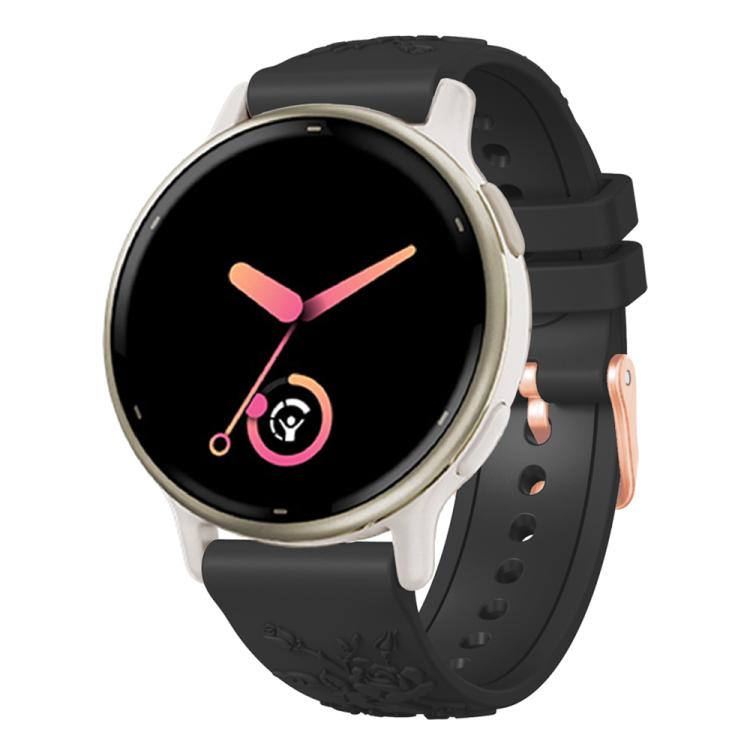 20mm Embossed Rose Gold Buckle Silicone Watch Band(Black) - free shipping - PMc TechLife - Order now!