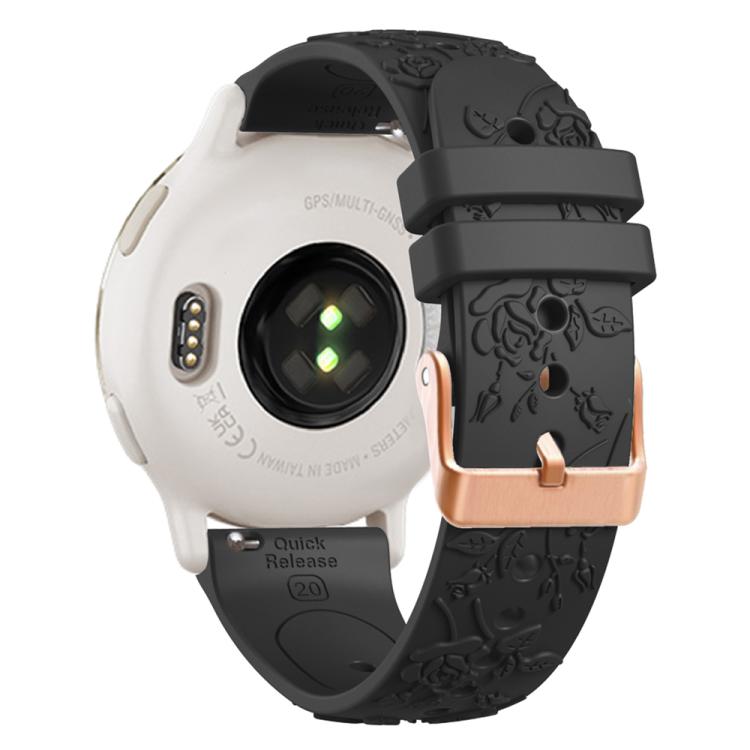 20mm Embossed Rose Gold Buckle Silicone Watch Band(Black) - free shipping - PMc TechLife - Order now!