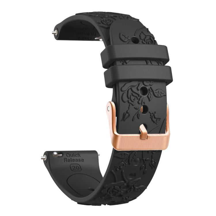 20mm Embossed Rose Gold Buckle Silicone Watch Band(Black) - free shipping - PMc TechLife - Order now!
