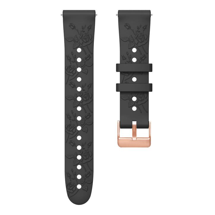 20mm Embossed Rose Gold Buckle Silicone Watch Band(Black) - free shipping - PMc TechLife - Order now!