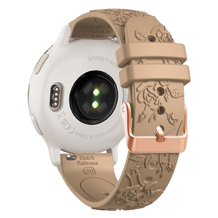 20mm Embossed Rose Gold Buckle Silicone Watch Band(Khaki) - free shipping - PMc TechLife - Order now!