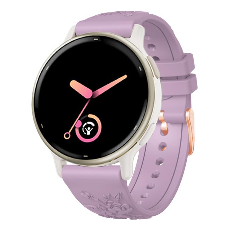 20mm Embossed Rose Gold Buckle Silicone Watch Band(Light Purple) - free shipping - PMc TechLife - Order now!