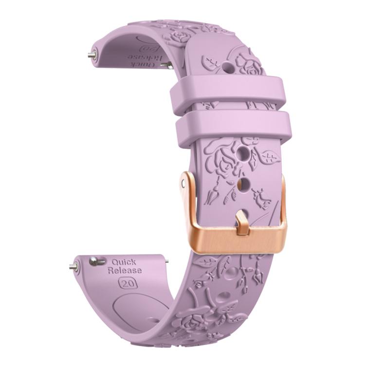 20mm Embossed Rose Gold Buckle Silicone Watch Band(Light Purple) - free shipping - PMc TechLife - Order now!