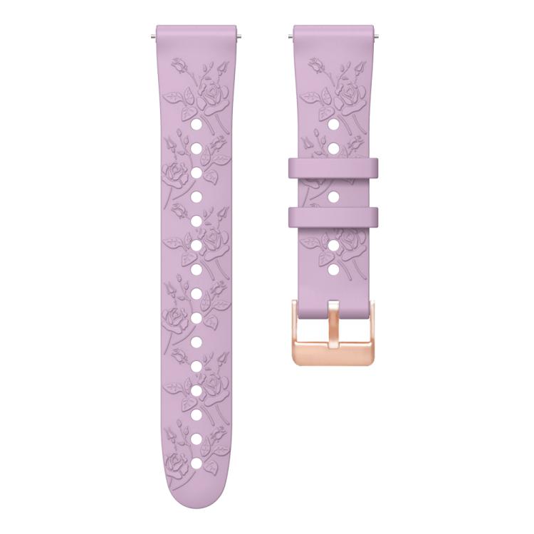 20mm Embossed Rose Gold Buckle Silicone Watch Band(Light Purple) - free shipping - PMc TechLife - Order now!