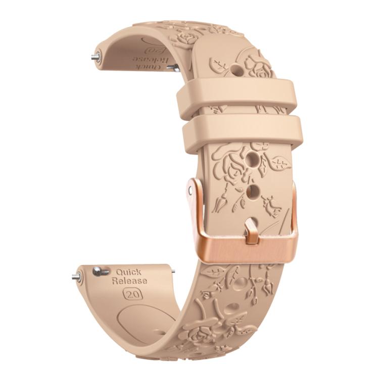 20mm Embossed Rose Gold Buckle Silicone Watch Band(Apricot) - free shipping - PMc TechLife - Order now!