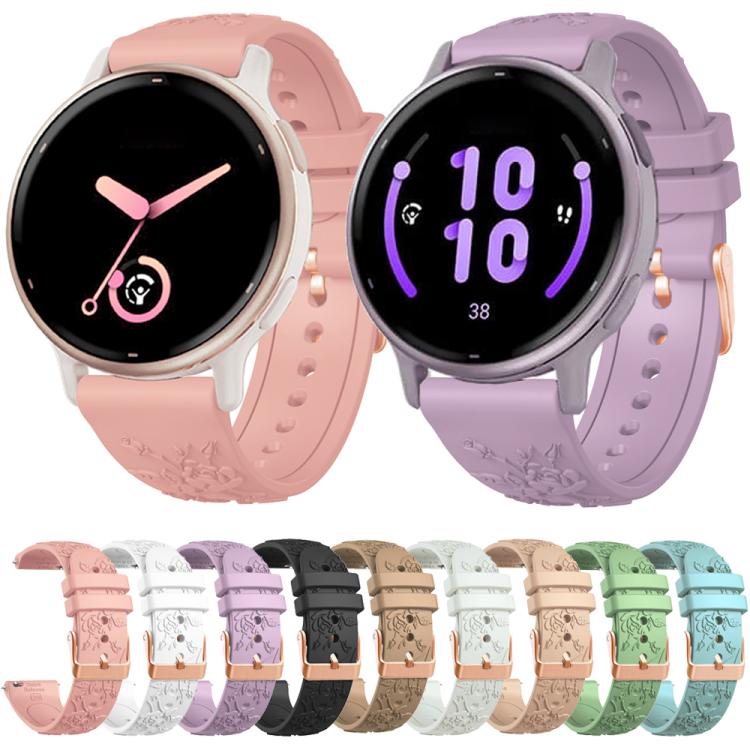 20mm Embossed Rose Gold Buckle Silicone Watch Band(Black) - free shipping - PMc TechLife - Order now!