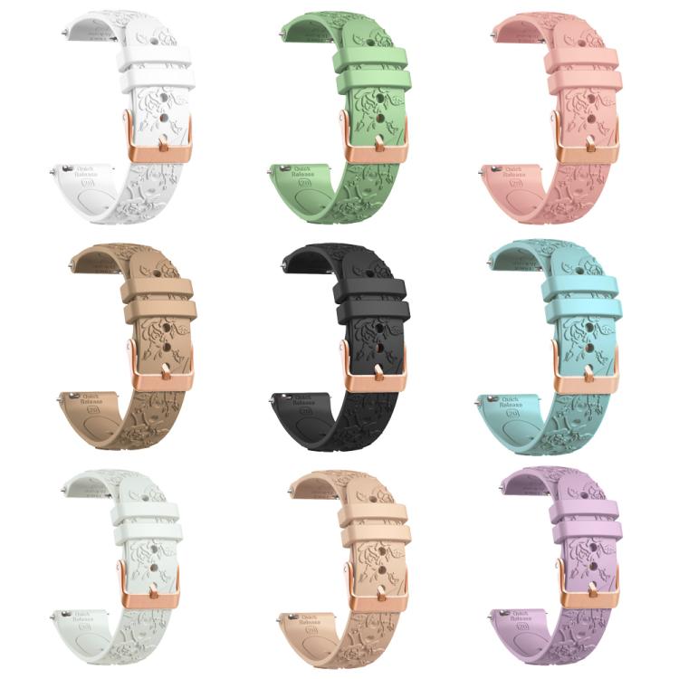 20mm Embossed Rose Gold Buckle Silicone Watch Band(Light Purple) - free shipping - PMc TechLife - Order now!