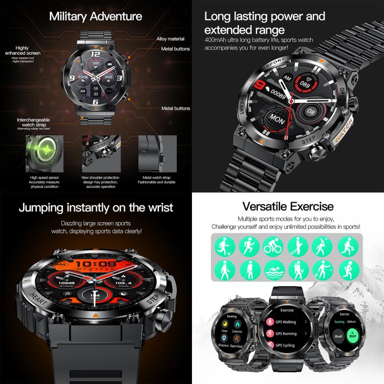 AK61 BT Call Smart Watch, Support Blood Pressure / Heart Rate / Sports Health Monitoring Fitness Tracker(Black Silicone) - free shipping - PMC TechLife - Order now!