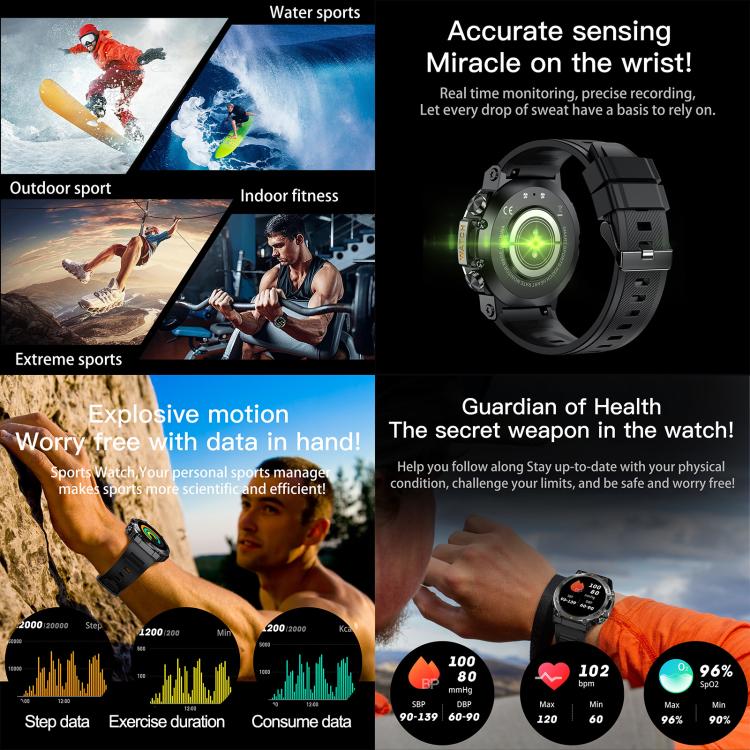 AK61 BT Call Smart Watch, Support Blood Pressure / Heart Rate / Sports Health Monitoring Fitness Tracker(Black Steel) - free shipping - PMC TechLife - Order now!