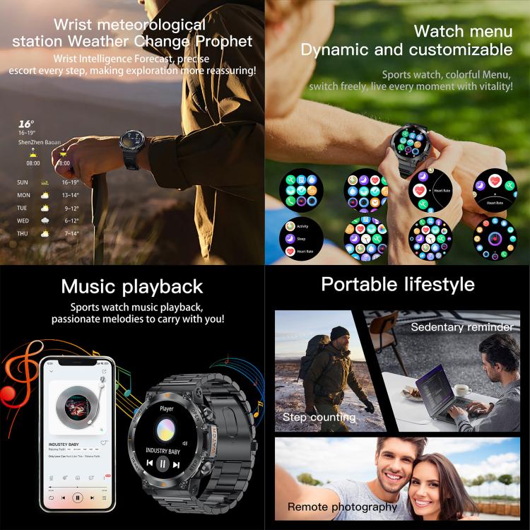 AK61 BT Call Smart Watch, Support Blood Pressure / Heart Rate / Sports Health Monitoring Fitness Tracker(Black Steel) - free shipping - PMC TechLife - Order now!