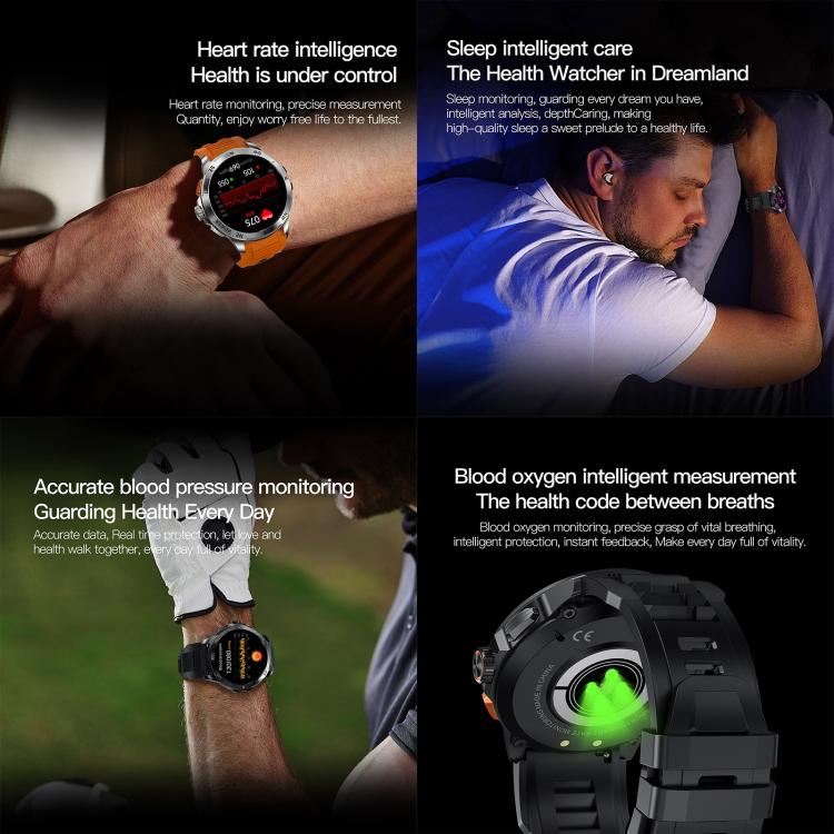 AK77 BT Call Smart Watch, Support Blood Oxygen / Blood Pressure / Heart Rate / Sports Health Monitoring Fitness Tracker(Black Silicone) - free shipping - PMC TechLife - Order now!