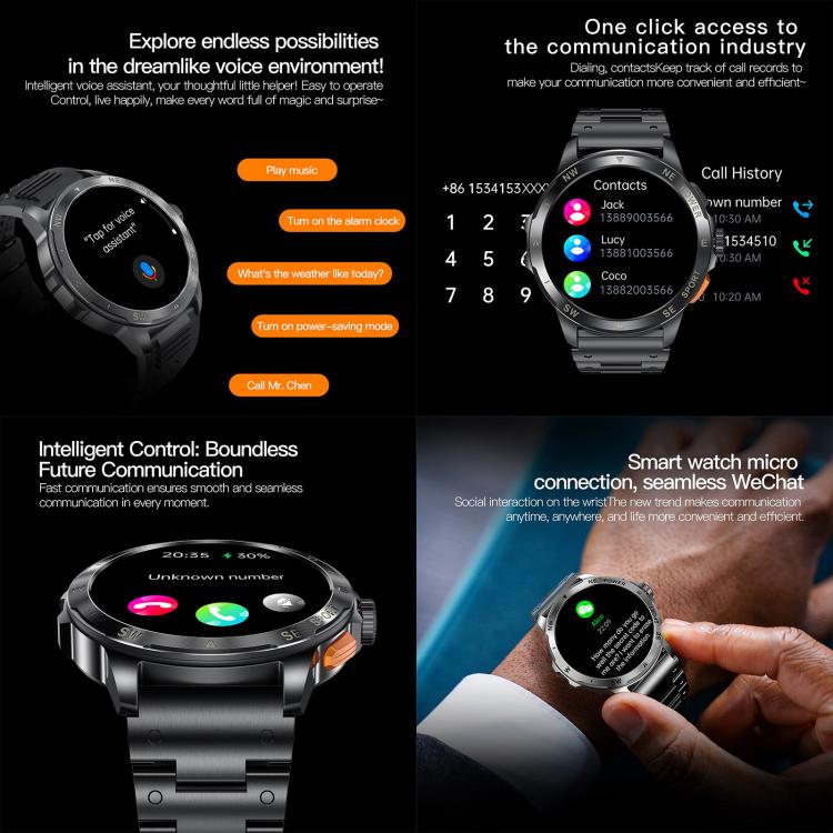 AK77 BT Call Smart Watch, Support Blood Oxygen / Blood Pressure / Heart Rate / Sports Health Monitoring Fitness Tracker(Black Steel) - free shipping - PMC TechLife - Order now!