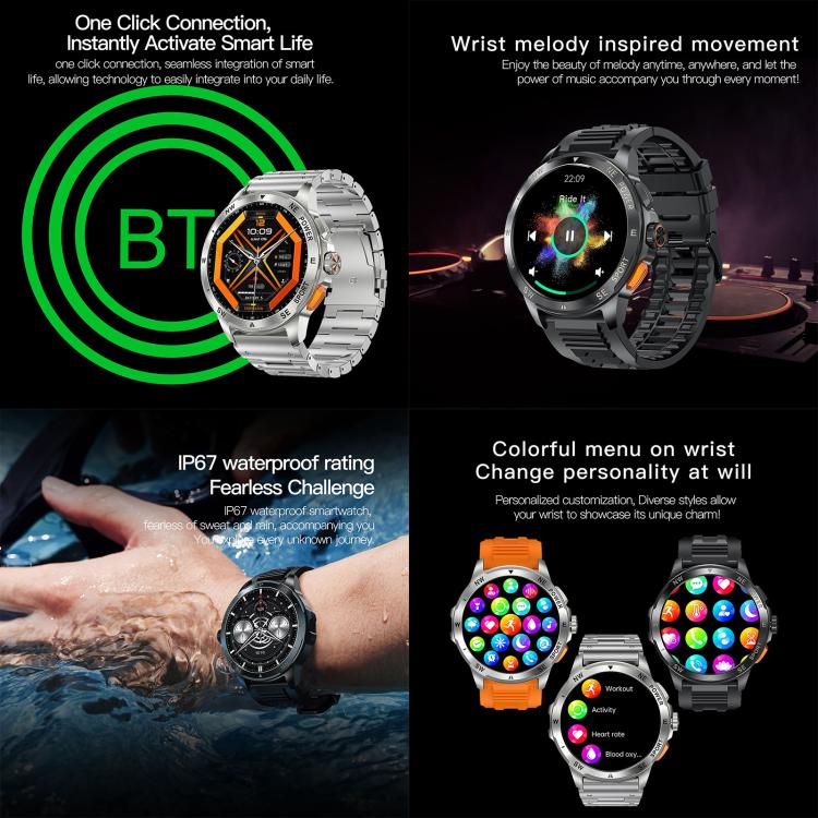 AK77 BT Call Smart Watch, Support Blood Oxygen / Blood Pressure / Heart Rate / Sports Health Monitoring Fitness Tracker(Black Steel) - free shipping - PMC TechLife - Order now!