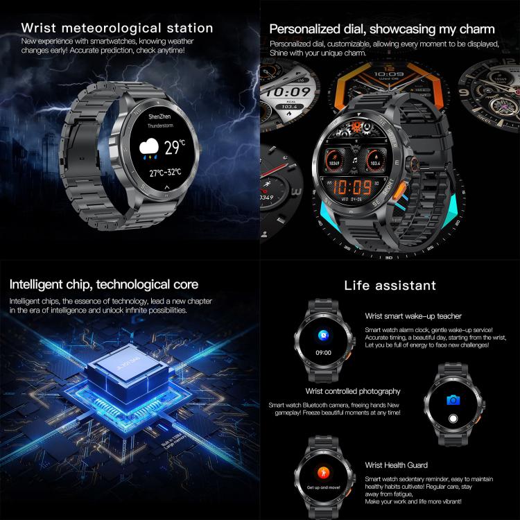 AK77 BT Call Smart Watch, Support Blood Oxygen / Blood Pressure / Heart Rate / Sports Health Monitoring Fitness Tracker(Silver Steel) - free shipping - PMC TechLife - Order now!