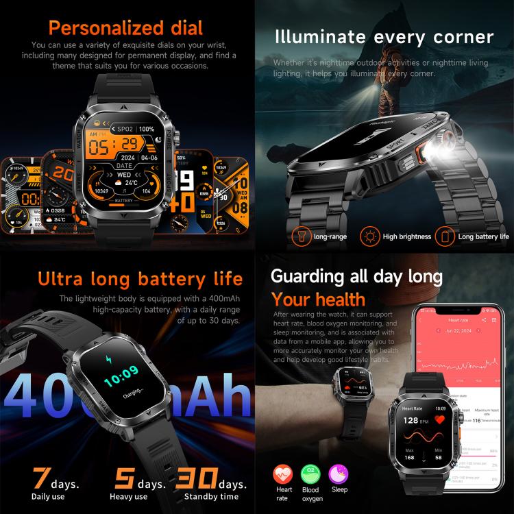 AK80 BT Call Smart Watch, Support Blood Oxygen / Blood Pressure / Heart Rate / Sports Health Monitoring Fitness Tracker(Black 3-Bead Steel) - free shipping - PMC TechLife - Order now!