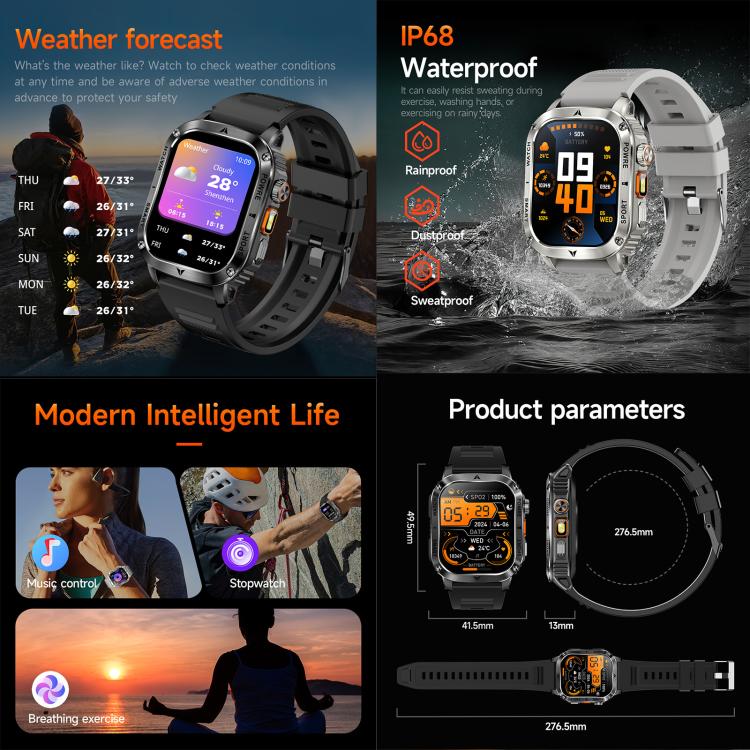 AK80 BT Call Smart Watch, Support Blood Oxygen / Blood Pressure / Heart Rate / Sports Health Monitoring Fitness Tracker(Grey Silicone) - free shipping - PMC TechLife - Order now!