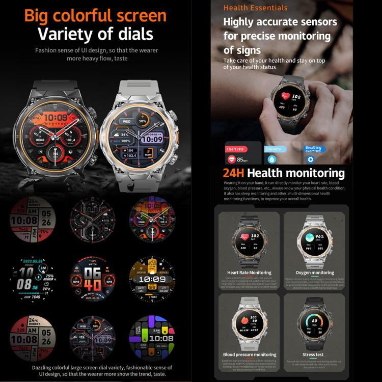 AK81 BT Call Smart Watch, Support Blood Pressure / Heart Rate / Sports Health Monitoring Fitness Tracker(Black Steel) - free shipping - PMC TechLife - Order now!