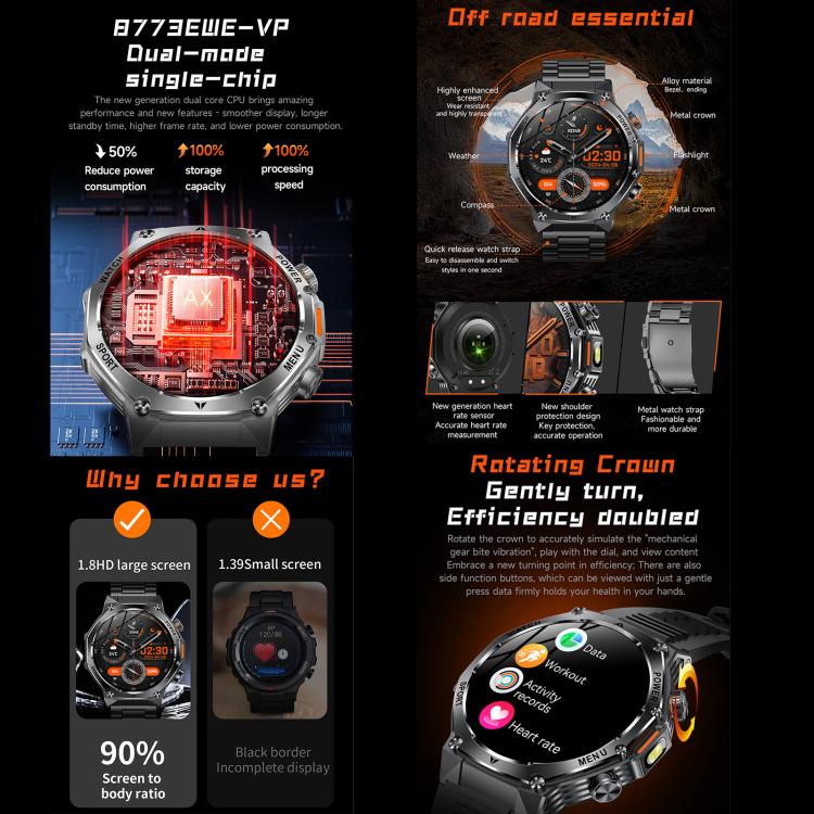AK82 BT Call Smart Watch, Support Blood Oxygen / Blood Pressure / Heart Rate / Sports Health Monitoring Fitness Tracker(Space Gray Black Silicone) - free shipping - PMC TechLife - Order now!