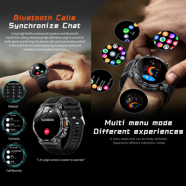 AK82 BT Call Smart Watch, Support Blood Oxygen / Blood Pressure / Heart Rate / Sports Health Monitoring Fitness Tracker(Space Gray Black Silicone) - free shipping - PMC TechLife - Order now!