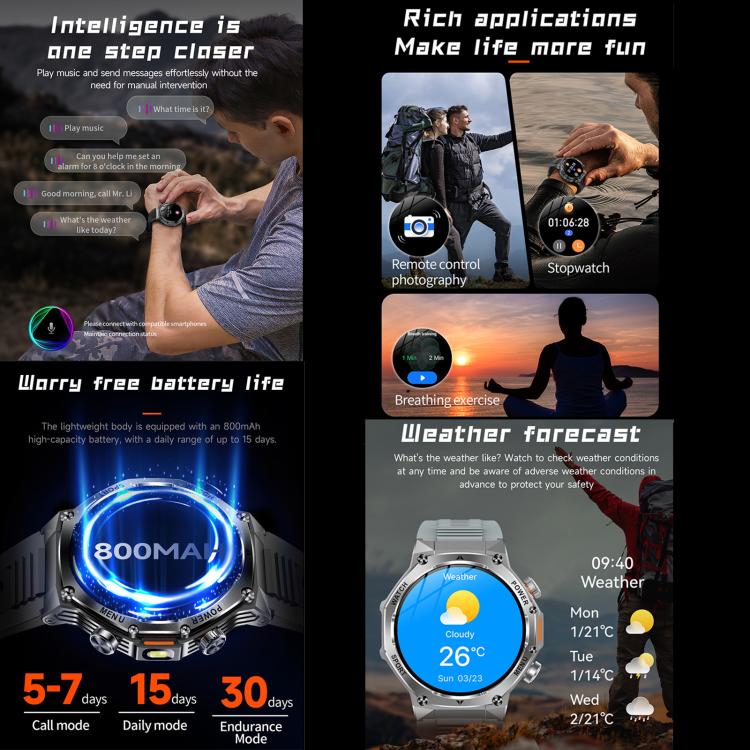 AK82 BT Call Smart Watch, Support Blood Oxygen / Blood Pressure / Heart Rate / Sports Health Monitoring Fitness Tracker(Space Gray Black Silicone) - free shipping - PMC TechLife - Order now!