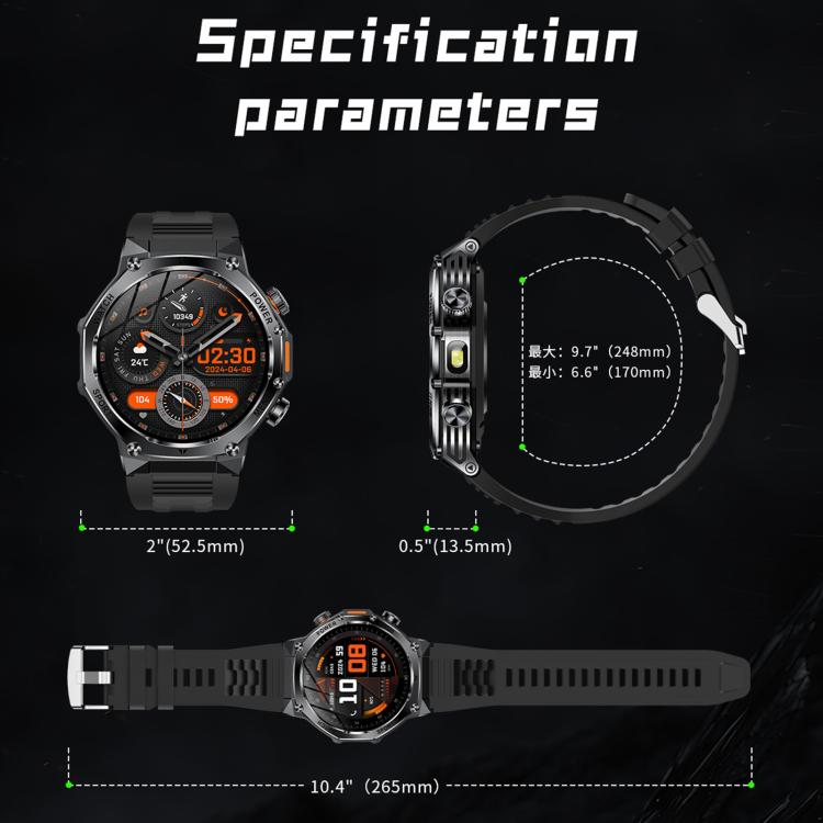 AK82 BT Call Smart Watch, Support Blood Oxygen / Blood Pressure / Heart Rate / Sports Health Monitoring Fitness Tracker(Space Gray Black Silicone) - free shipping - PMC TechLife - Order now!