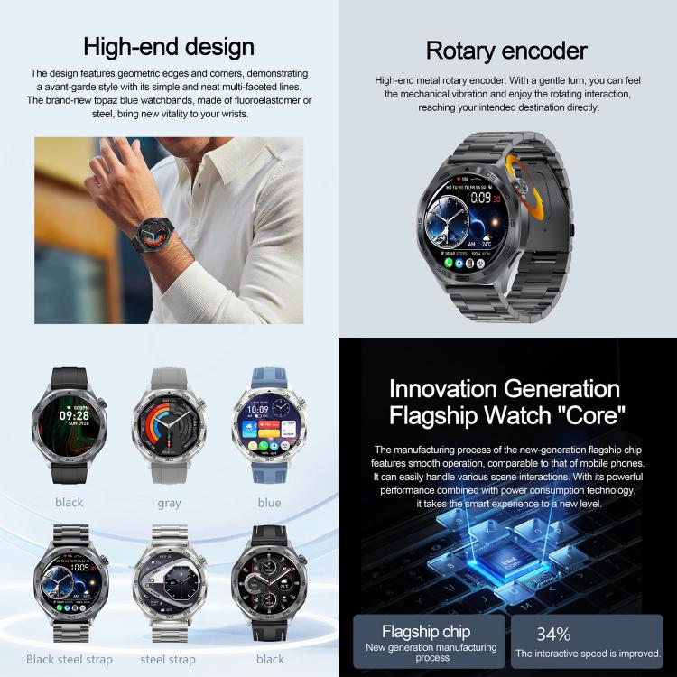 AK83 BT Call Smart Watch, Support Blood Pressure / Heart Rate / Sports Health Monitoring Fitness Tracker(Steel 3-Bead Steel) - free shipping - PMC TechLife - Order now!