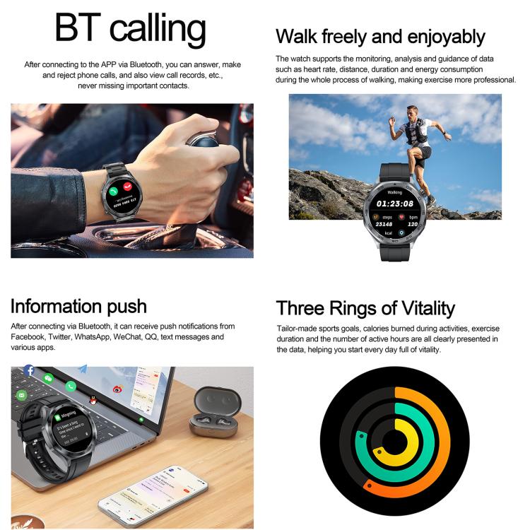 AK83 BT Call Smart Watch, Support Blood Pressure / Heart Rate / Sports Health Monitoring Fitness Tracker(Black Silicone) - free shipping - PMC TechLife - Order now!