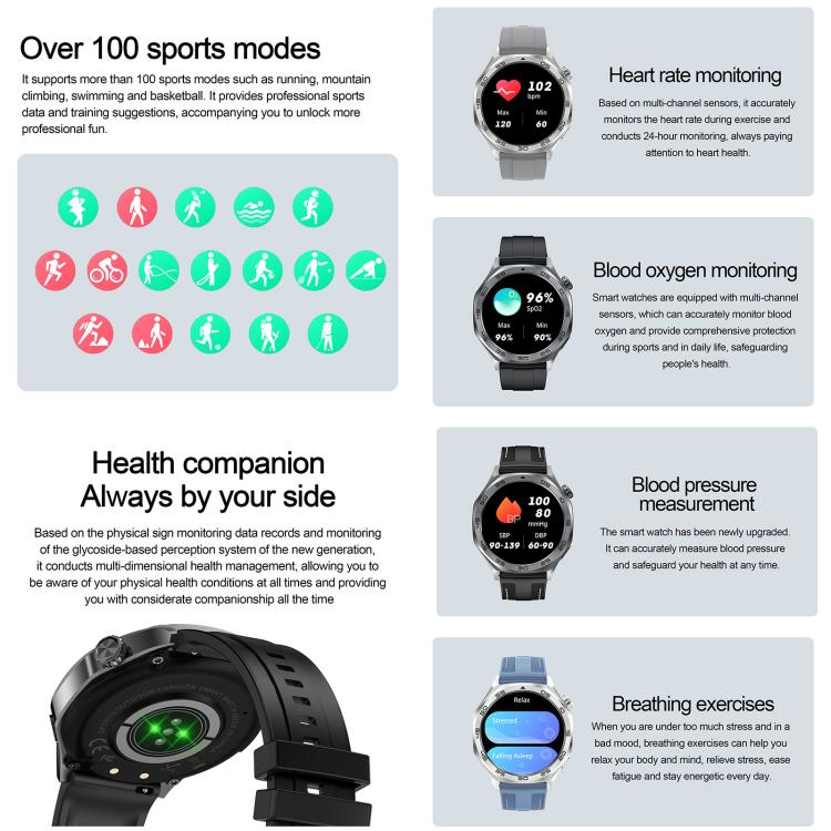 AK83 BT Call Smart Watch, Support Blood Pressure / Heart Rate / Sports Health Monitoring Fitness Tracker(Black Silicone) - free shipping - PMC TechLife - Order now!