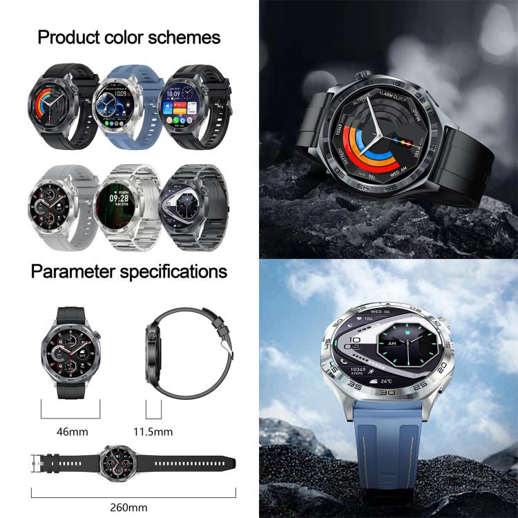 AK83 BT Call Smart Watch, Support Blood Pressure / Heart Rate / Sports Health Monitoring Fitness Tracker(Steel Grey Silicone) - free shipping - PMC TechLife - Order now!